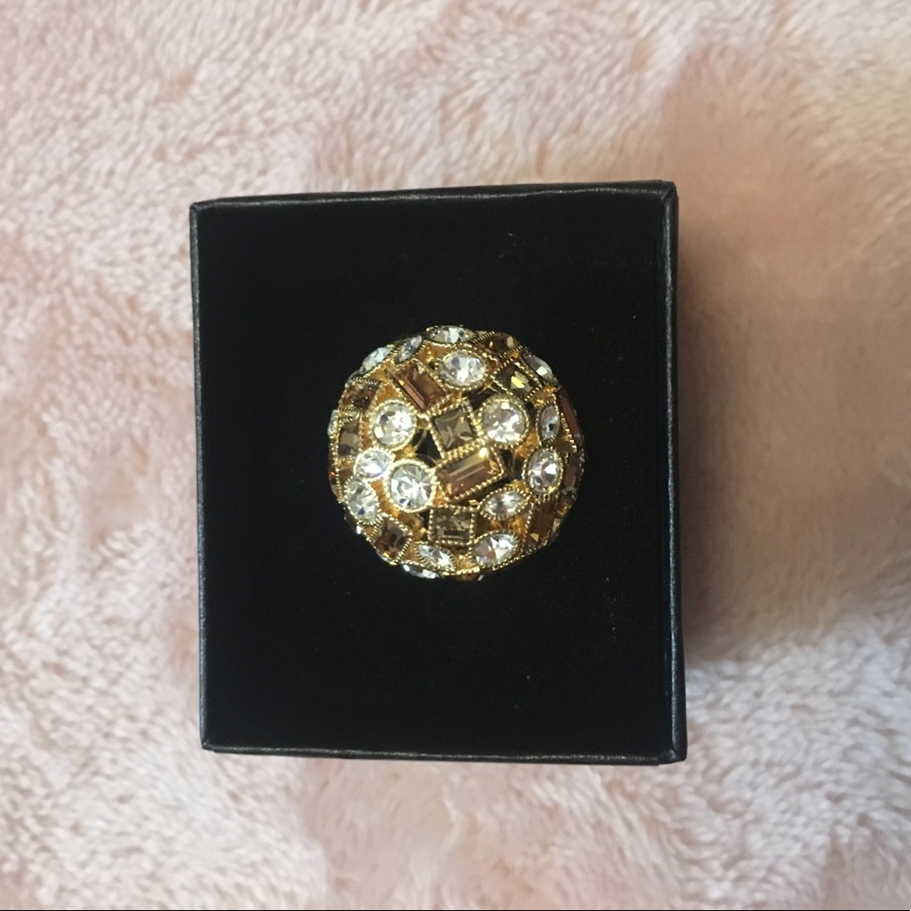 Gold & crystal dome ring